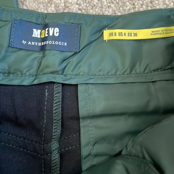 NWT Anthropologie Maeve Faux Leather Pleated Taper Pant Size 4 Dark Green - Picture 5 of 14